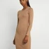 Even&Odd Prix Dégriffé knit mini wide rib basic dress - Robe fourreau robes col rond femme