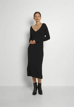 Even&Odd KNIT MAXI V NECK DRESS WITH SLIT - Robe pull Prix Jamais Vus robes col en v profond femme