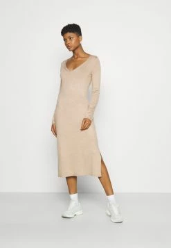 Qualité Garantie Even&Odd KNIT MAXI V NECK DRESS WITH SLIT - Robe pull robes col en v profond femme
