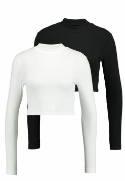 Vendre-Réclame Even&Odd 2 PACK - T-shirt à manches longues - white/black t-shirts et tops col montant femme
