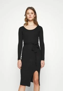 Even&Odd KNIT BELTED MIDI DRESS WITH SLIT - Robe fourreau Bas Prix robes encolure large ronde femme
