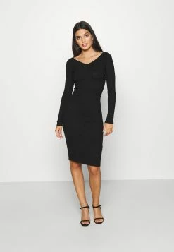 Even&Odd KNIT V NECK MIDI BODYCON DRESS - Robe fourreau Prix Allégé robes col en v profond femme