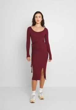 Discount En Ligne Even&Odd KNIT BELTED MIDI DRESS WITH SLIT - Robe fourreau robes encolure large ronde femme
