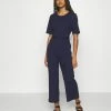 Even&Odd Prix Aimable BASIC - Ribbed short sleeves belted jumpsuit - Combinaison combinaisons & salopettes col rond femme