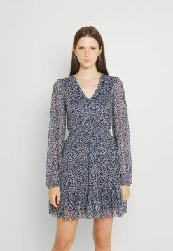 Even&Odd Prix Cassé CINTERED V NECK ALL OVER MESH MINI VOLANT DRESS - Robe de jour robes col en v profond femme