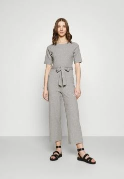 Even&Odd Prix Ăquitable BASIC - Ribbed short sleeves belted jumpsuit - Combinaison combinaisons et salopettes col rond femme