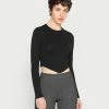 Even&Odd CROPPED LONG SLEEVE WITH POINTY HEM - T-shirt à manches longues excellente qualité t-shirts et tops col rond femme