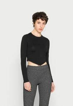 Even&Odd CROPPED LONG SLEEVE WITH POINTY HEM - T-shirt à manches longues excellente qualité t-shirts et tops col rond femme
